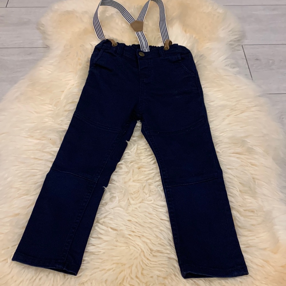 H&M Navy Blue Dress Pants in Size 2-3T with Attached Suspenders